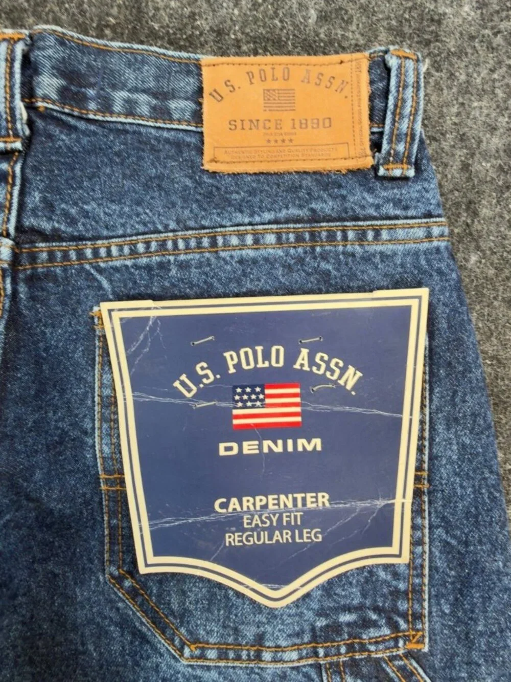 U.S. Polo Assn Carpenter Jeans Boys 14 Blue Cotton Easy Fit Utility NWT
